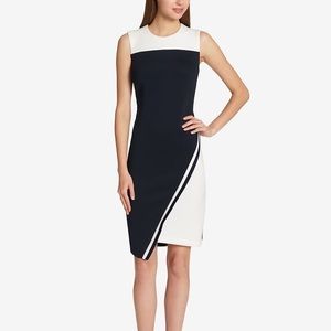 TOMMY HILFIGER Asymmetrical Scuba Sheath Dress NEW